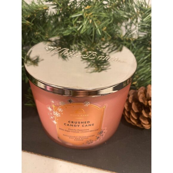 Bath & Body Works “Crushed Candy Cane” New Christmas Holiday 3 Wick Candle - Picture 4 of 6